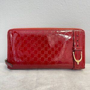 Gucci Red Patent Leather Microguccissima Zippy Long Wallet - Red - Preowned